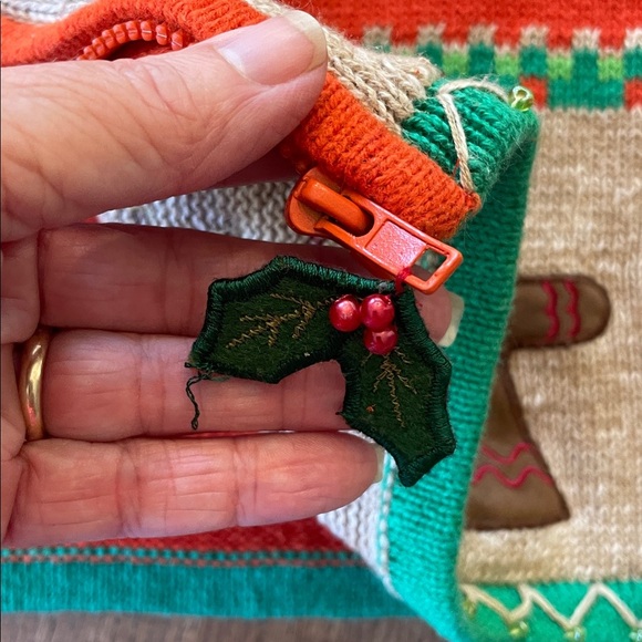 Heirloom Collectibles Christmas Red Vest with Gingerbread Candy Sweater Applique - Picture 8 of 11